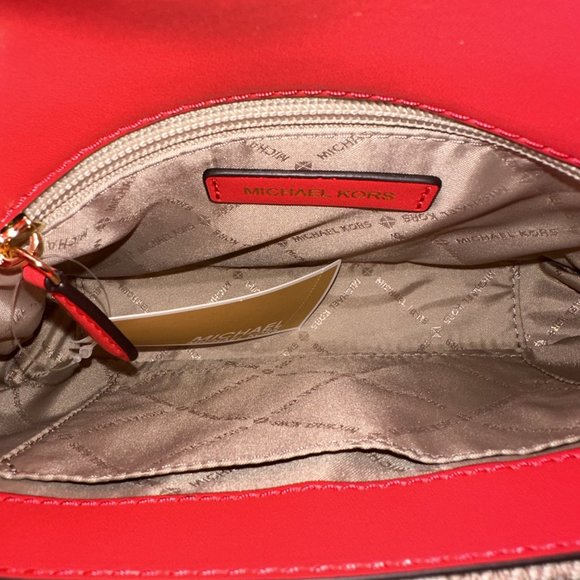 Michael Kors Sloan Editor Medium Logo Jacquard Messenger Bag Grapefruit Multi - Picture 6 of 9